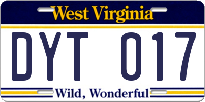 WV license plate DYT017