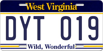 WV license plate DYT019