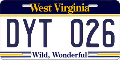 WV license plate DYT026