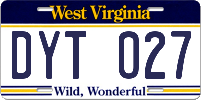 WV license plate DYT027