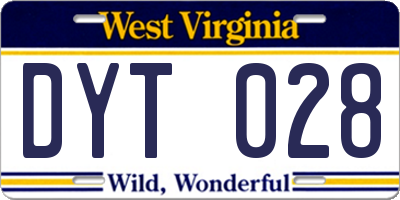 WV license plate DYT028