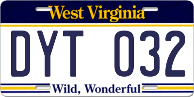 WV license plate DYT032