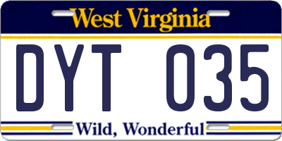 WV license plate DYT035