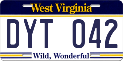 WV license plate DYT042