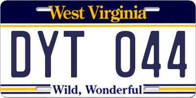 WV license plate DYT044