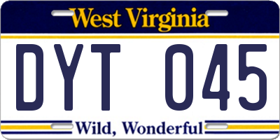 WV license plate DYT045