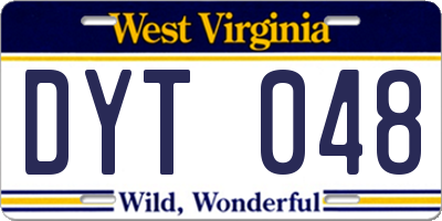 WV license plate DYT048
