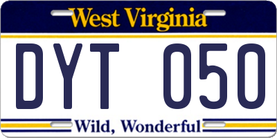 WV license plate DYT050