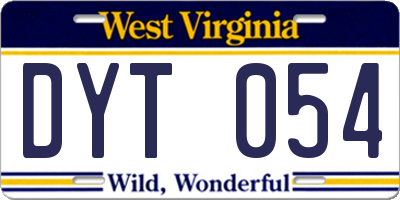 WV license plate DYT054