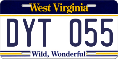 WV license plate DYT055