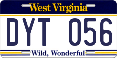 WV license plate DYT056