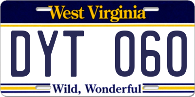 WV license plate DYT060
