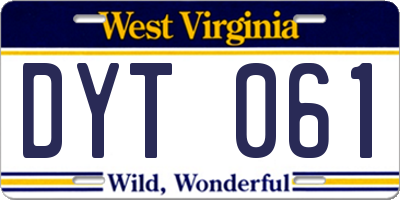WV license plate DYT061