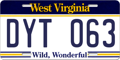 WV license plate DYT063