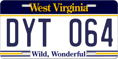 WV license plate DYT064