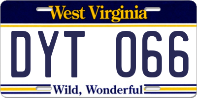 WV license plate DYT066