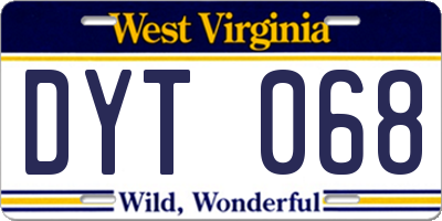 WV license plate DYT068