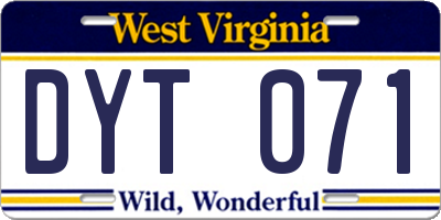 WV license plate DYT071