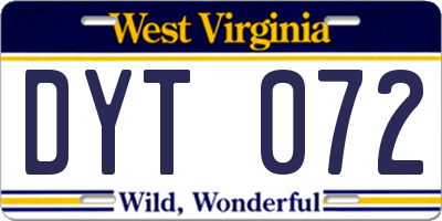 WV license plate DYT072