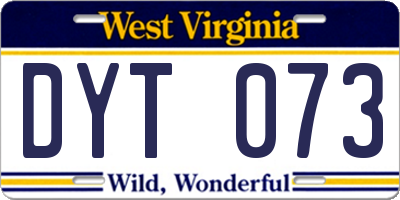 WV license plate DYT073