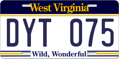 WV license plate DYT075