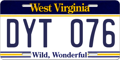WV license plate DYT076
