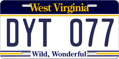 WV license plate DYT077