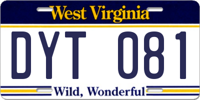 WV license plate DYT081