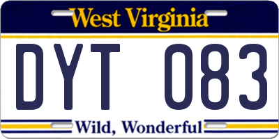 WV license plate DYT083