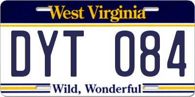 WV license plate DYT084
