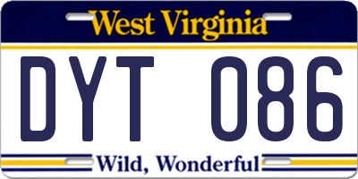 WV license plate DYT086