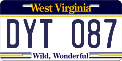 WV license plate DYT087