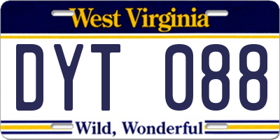 WV license plate DYT088