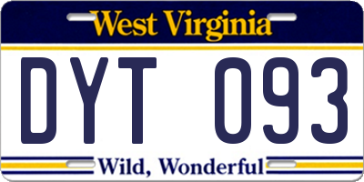 WV license plate DYT093