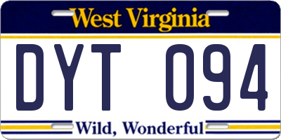 WV license plate DYT094