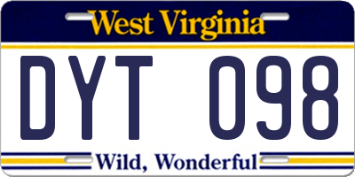 WV license plate DYT098