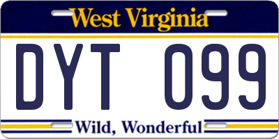 WV license plate DYT099