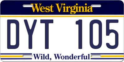 WV license plate DYT105