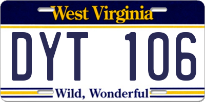 WV license plate DYT106