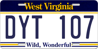 WV license plate DYT107