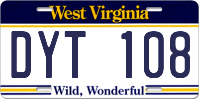 WV license plate DYT108