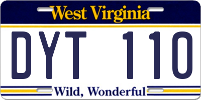 WV license plate DYT110