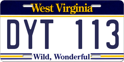WV license plate DYT113
