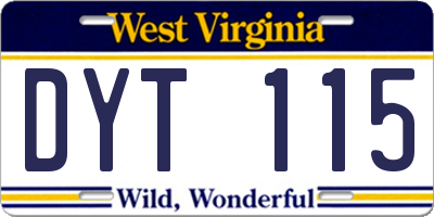 WV license plate DYT115