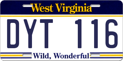 WV license plate DYT116