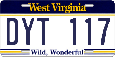 WV license plate DYT117