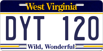 WV license plate DYT120