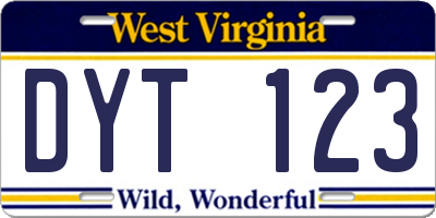 WV license plate DYT123