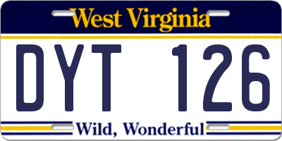 WV license plate DYT126