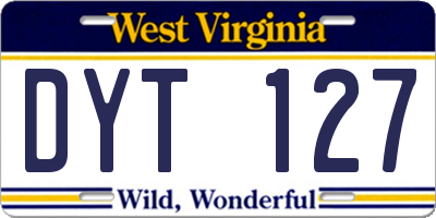 WV license plate DYT127